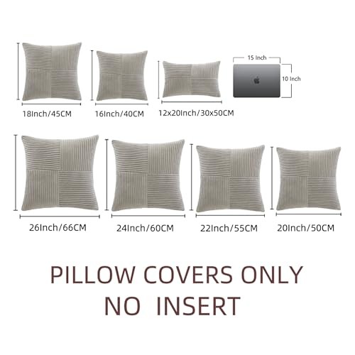 Fancy Homi 2 Packs Decorative Throw Pillow 20" x 20" (Pack of 2) Neutral Grey