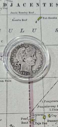 Vintage Coin Estate Sale 1914 Barber Silver Quarter .25c