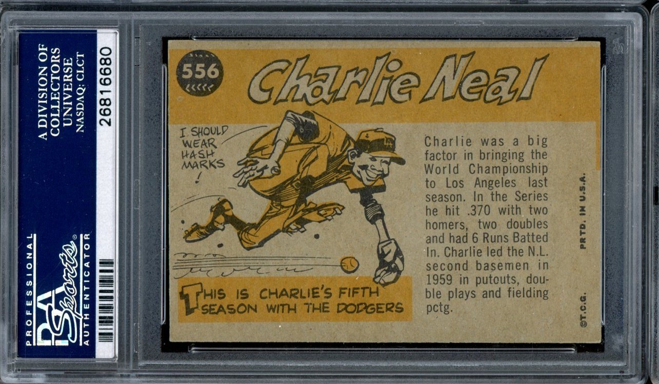 1960 Topps Baseball #556 Charlie Neal All Star PSA 8 view 2