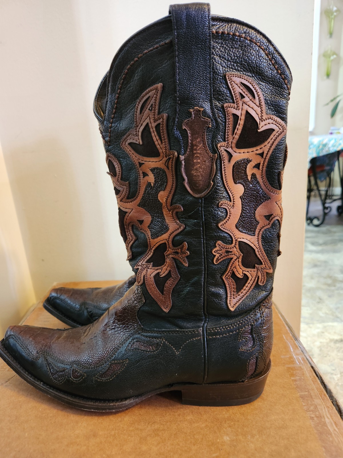 CUADRA TWO TONE BROWN PYTHON COWBOY BOOTS,  Size 9 - image 10