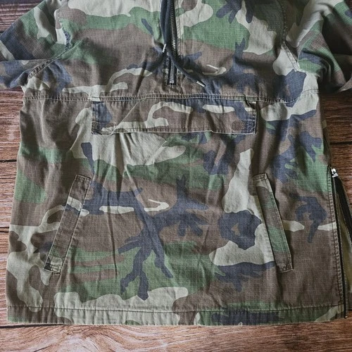 Forever 21 Men Woodland Camo Ripstop Anorak Pullover Jacket US Large image 7