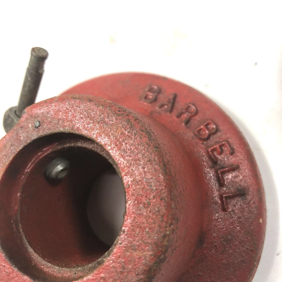 Par de collares York Barbell vintage de 2,36 lb tamaño estándar 1" agujero rojo (2) Foto 4 de 4