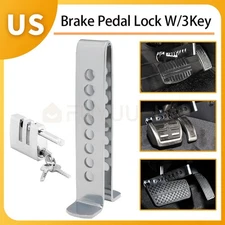 Stainless Steel Brake Pedal Lock Security Car Auto Clutch Lock Anti-theft W/3Key