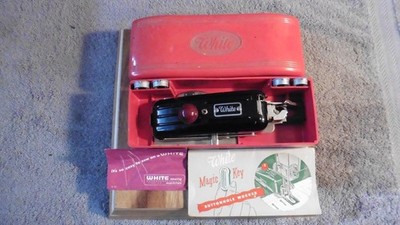 VTG White Button Holer Worker Magic Key Sewing Machine Attach Maker Buttonholer