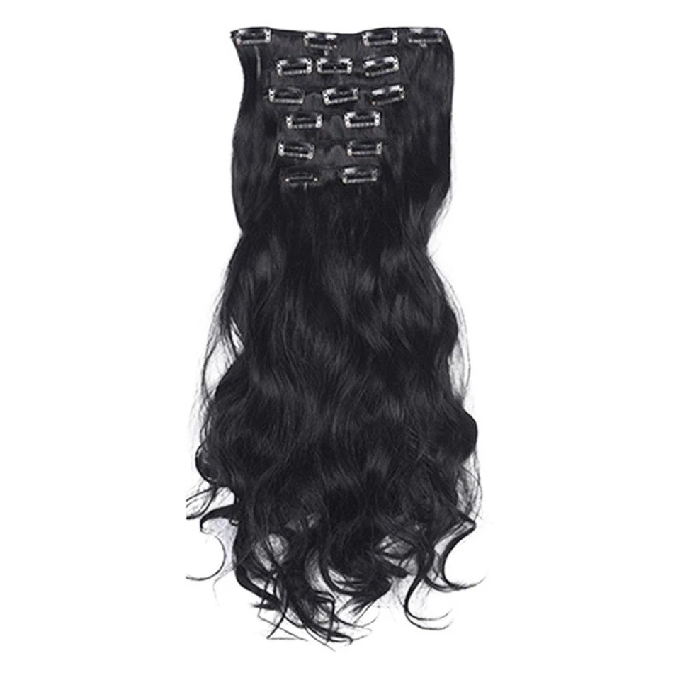 6 Stück Clip In Locken Haar Extensions Set 50 cm Länge für natürliches Volum - Bild 2 von 4