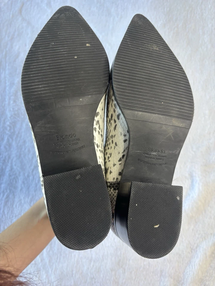 Botas de Cuero Impermeables Blondo Emelia Negro Blanco Estampado Piel de Serpiente Talla 7 M Foto 4 de 4