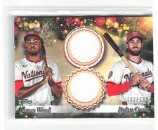 2025 Topps Holiday #DPR-WC James Wood / Dylan Crews #DPR-WC Dual Relic #/199