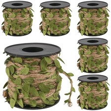 KEILEOHO 196Ft 5MM Burlap Leaf Ribbon, 6 Rolls 33 Ft Natural Jute Twine Rope,...