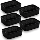 | Woven Plastic Basket XS (Black), 5-Pack the JUTE COLLECTION Home Organization