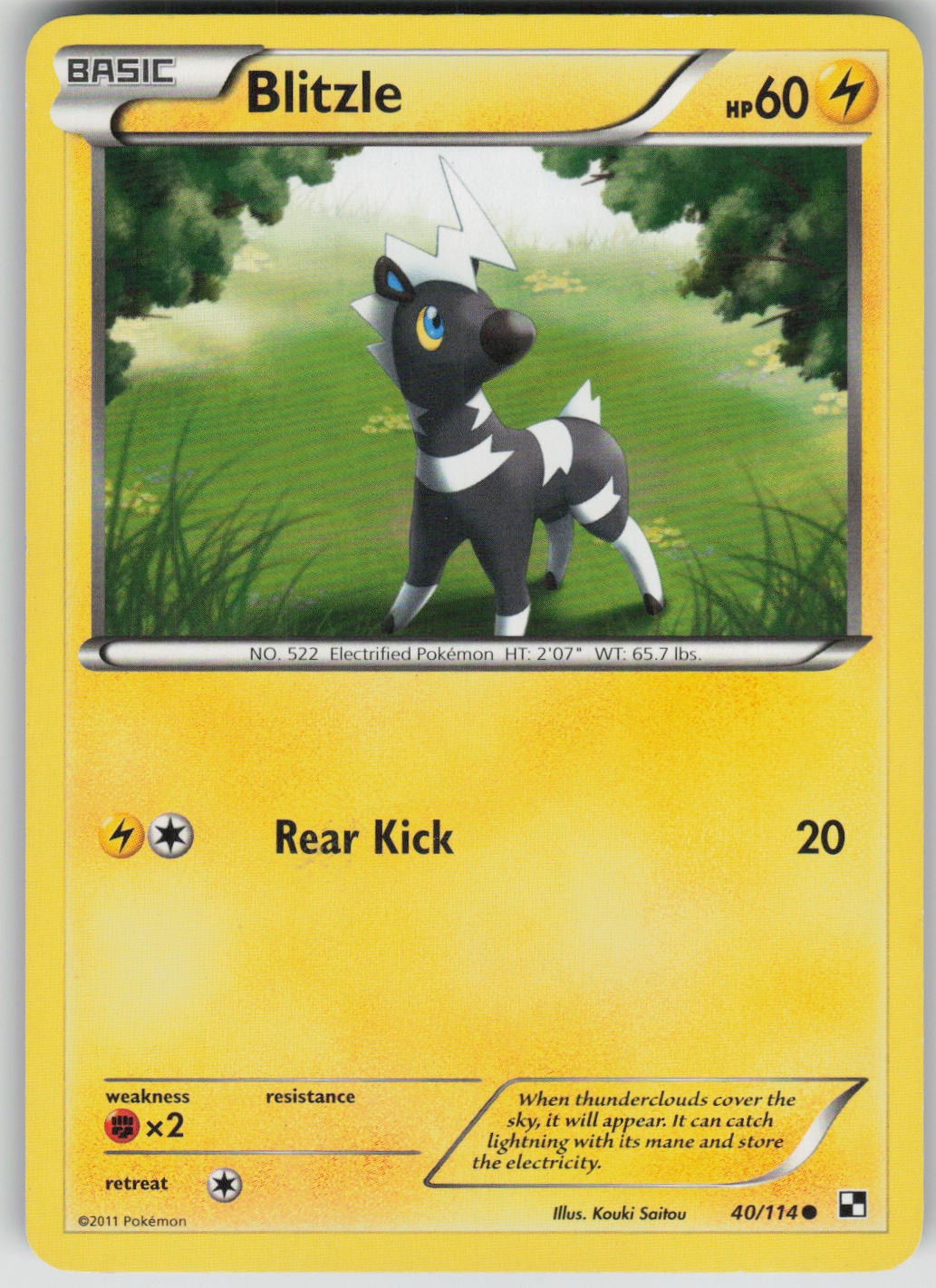 Pokemon TCG Blitzle (40) Common Black and White 40/114