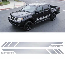 Silver Truck Side Skirt Door SuperCrew Decal Sticker Stripe For Nissan Frontier