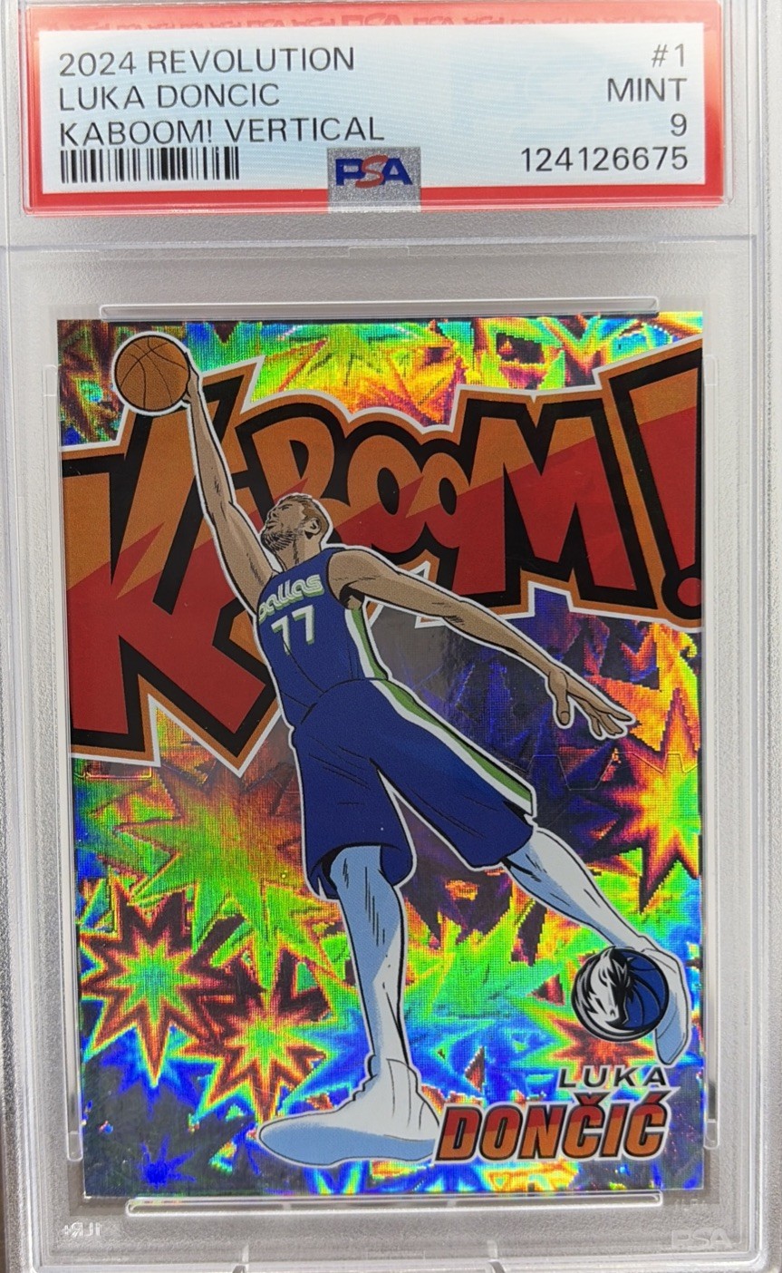 Luka Doncic 2024 Panini Revolution #1 Kaboom! Vertical SSP PSA 9
