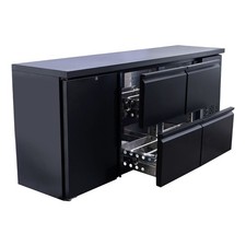Barkühltisch schwarz / 1 Tür & 4 Schubladen 2005 x 520 mm Barkühler Bar Theke