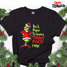Grinch Rock Paper Scissors Throat Punch I Win Christmas Shirt Funny Holiday