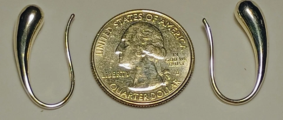 Marked Silver 925 Modernist Teardrop Hook Earrings – Minimalist Design 1” - Image 2 of 3