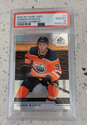 2018-19 SP Game Used Connor McDavid Orange Rainbow /208 #1 Oilers PSA 10 POP 2