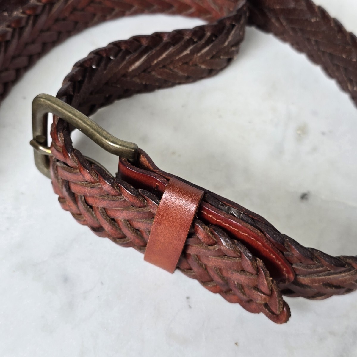 Osprey London Leather Plaited Belt Medium Tan Brown Unisex  display picture 2