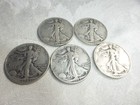 5 Walking Liberty Half Dollars 1936 1937 2-1943 1946 Great