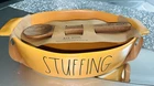 Rae Dunn”Stuffing”Oval Baking Dish Wood Spoon 10 X 7 Thanksgiving Orange NEW
