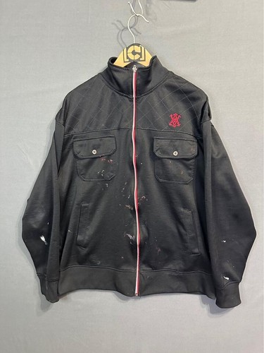 Vintage Avirex Jacket Mens Medium Black Zip up Paint Stains Thrashed Grunge Y2K - Picture 8 of 8
