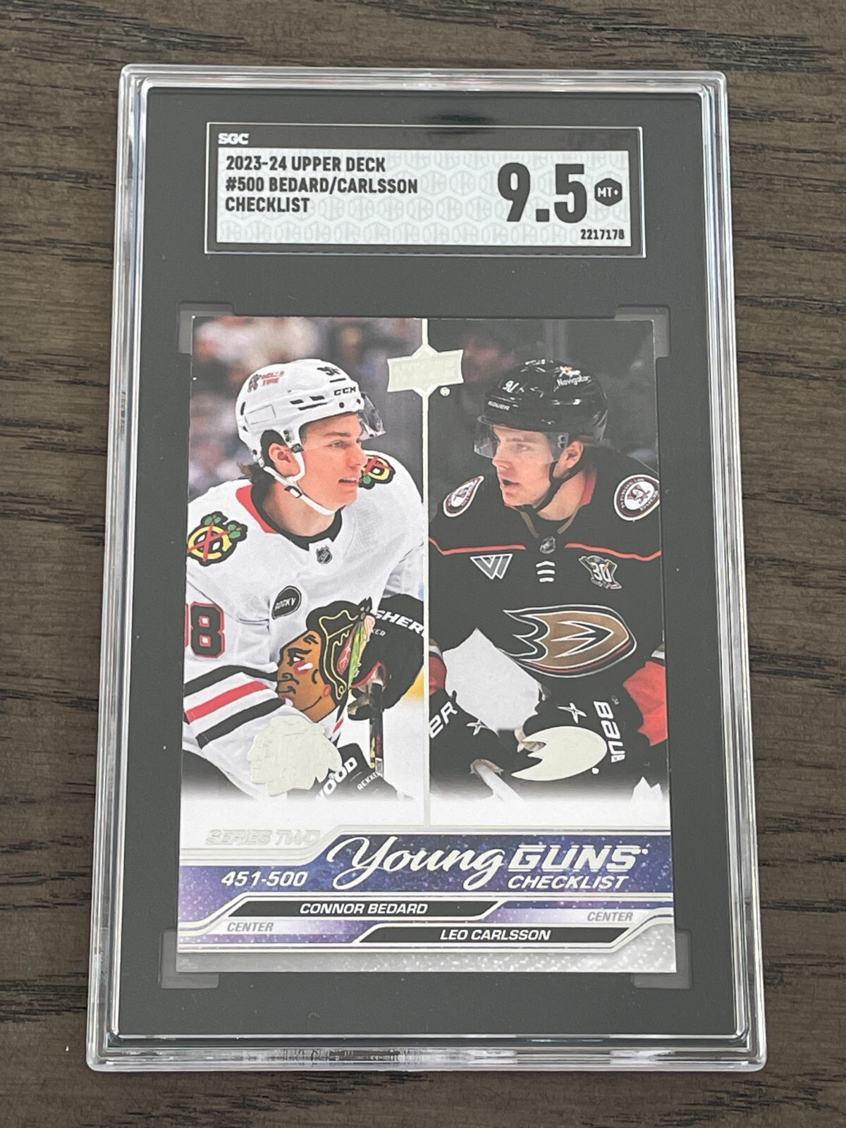 2023-24 Upper Deck Connor Bedard Leo Carlsson Youn Guns Checklist #500 SGC 9.5