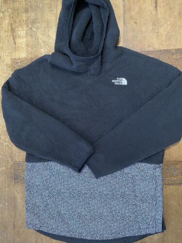 The North Face Jacket Girls Large Black White Fleece Pullover Side Zipper Vents - Picture 1 of 8