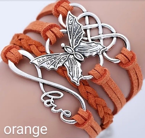 Leather Bracelet With Letter Love And Butterfly For Men And Women & 11 colours - Picture 22 of 23