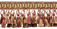 Zweifach Quasten Fransenborte, Farbe# 1253 - Burgundy Gold Rot [5 Yards]