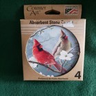 Cardinal  Absorbent Stone Coasters by Counter Art -  4 pack NIP