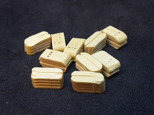 Wooden Pulleys Boxwood 10 mm 3 Holes 10 Pcs Naval Modeling Mantua 37121 Light