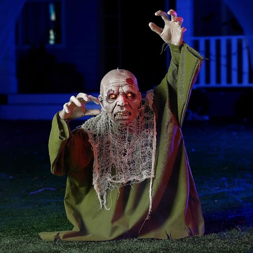Halloween Scary Animated Zombie Groundbreaker with Crawling Creepy Decor