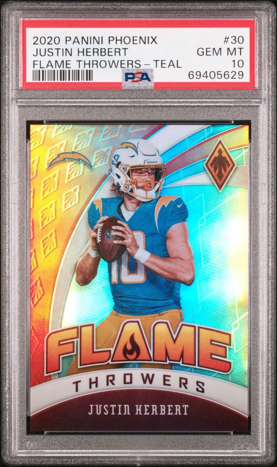 Justin Herbert Panini Phoenix Flame Throwers #30 Teal