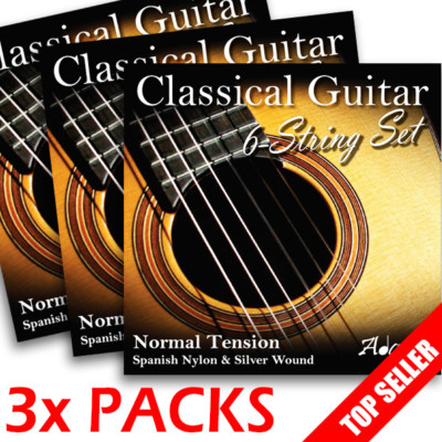3x SÄTZE Adagio klassische Gitarrensaiten PACKUNGEN normale Spannung Tie End Sets Nylon