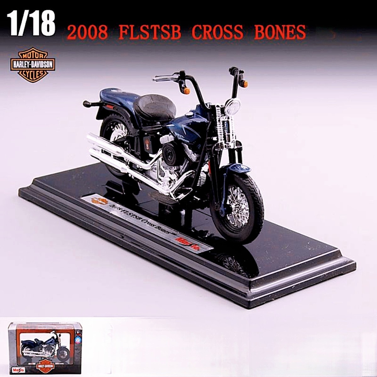 Maisto 1:18 Harley Davidson 2008 Flstsb Cross Bones Motorcycle