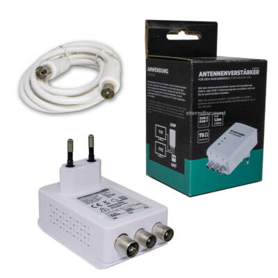 2 TV Geräte Verstärker für Kabelfernsehen 2 x 20 dB DVB-C / C2 T2 I-M HD UHD 4K