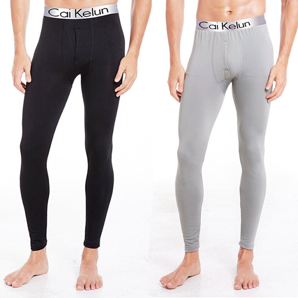 Mens Thermal Underwear Bottoms Fleece Lined Long Johns Leggings