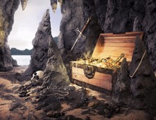 9X6FT Desert Island Pirate Treasure Skull Vinyl Backdrop Photography Background