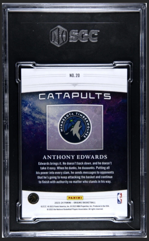 Anthony Edwards 2023 Origins Catapults Pink Numbered /99 SGC  POP 1 - Image 2 of 2