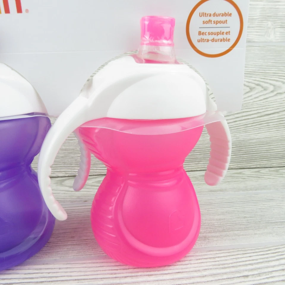 MUNCHKIN - Bloqueo de clic - 7 oz a prueba de mordeduras, taza para sorber con caño suave - rosa/púrpura, 2 piezas Foto 4 de 4