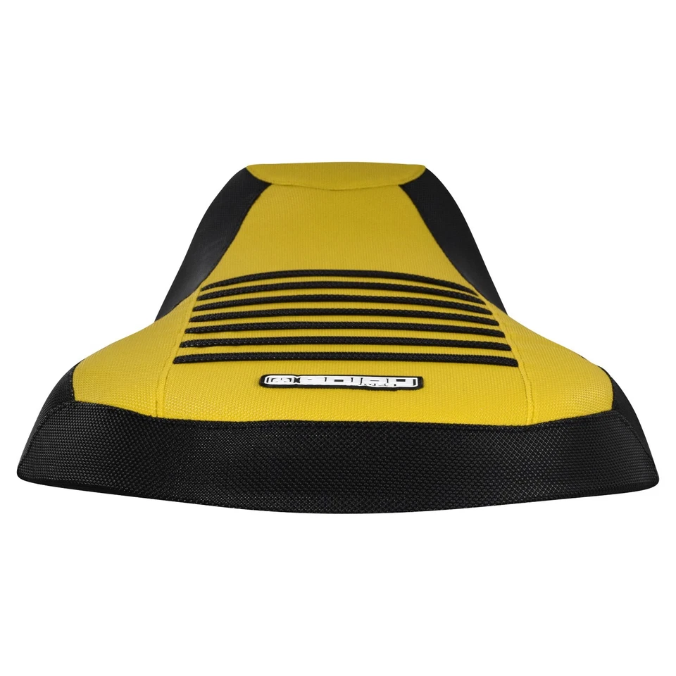 Cubierta de asiento Can Am Outlander 400 2003-2014 negra y amarilla con costillas negras #341 Foto 3 de 4