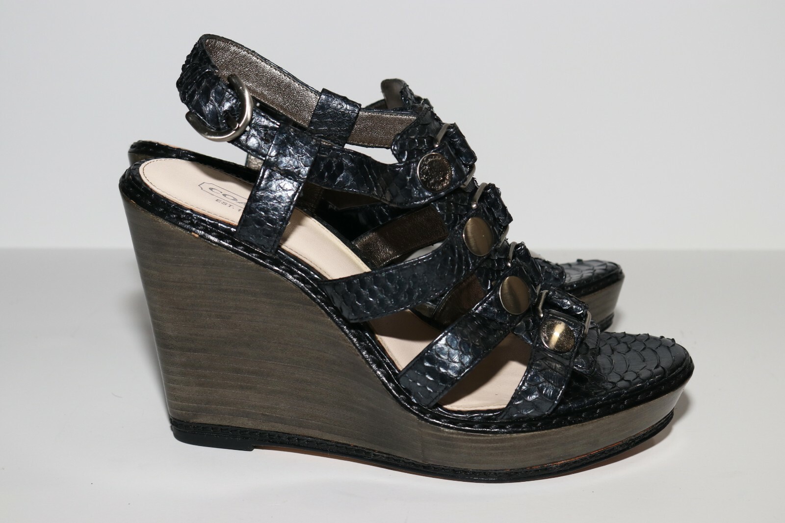 Coach Mallorie Wedge Sandals Python Snakeskin siz… - image 3