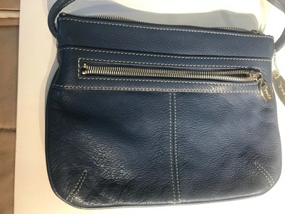 tignanello blue leather purse