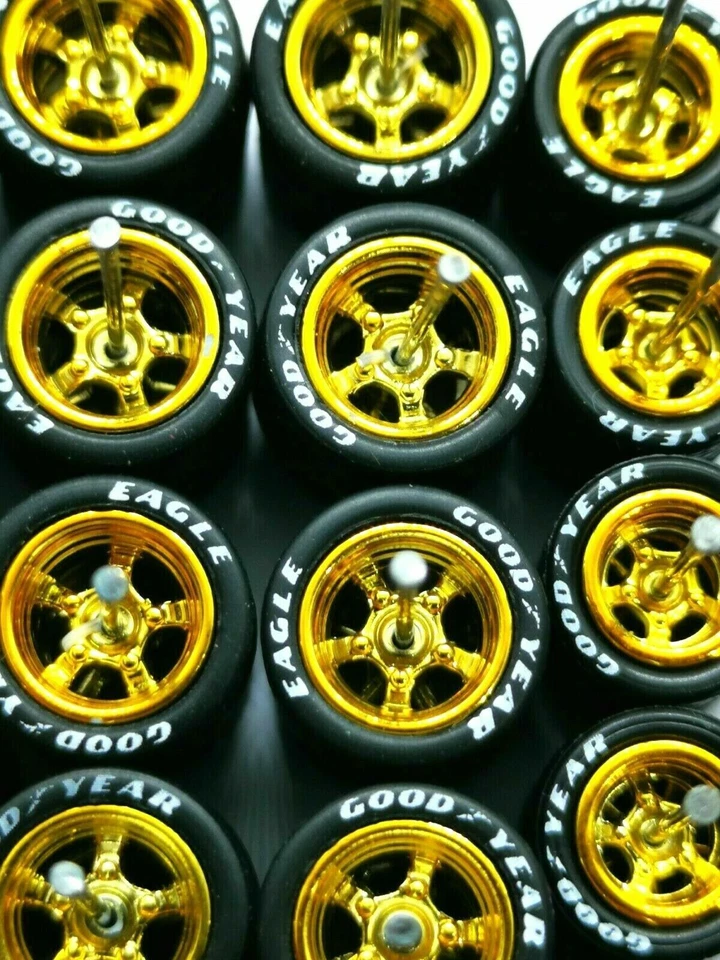 Hot Wheels ✨ GOOD YEAR ✨ 5 SPEICHEN Gummireifen 12 Sets GOLD Farbe 10mm 1:64 - Bild 2 von 4