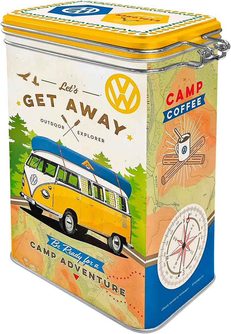 VW Storage Tin, Nostalgic Art Camper Van Clip Top Storage Tin, Retro Storage Tin