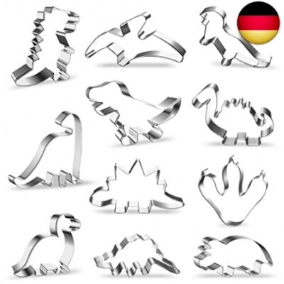 12-teiliges Dinosaurier Ausstechformen Set Edelstahl – Keksausstecher Für Plätzchen, Fondant & Mehr, 2 Cm Hoch