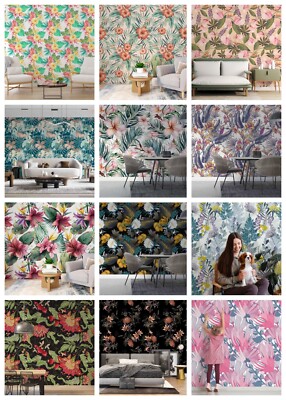 3D Floral Leaves Pattern Self-adhesive Wallpaper Removable Wallpaper Wall Mural