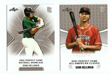 (2) DOM HELLMAN 2021 LEAF PERFECT GAME 1ST EVER PRINTED ROOKIE CARD LOT! MINT