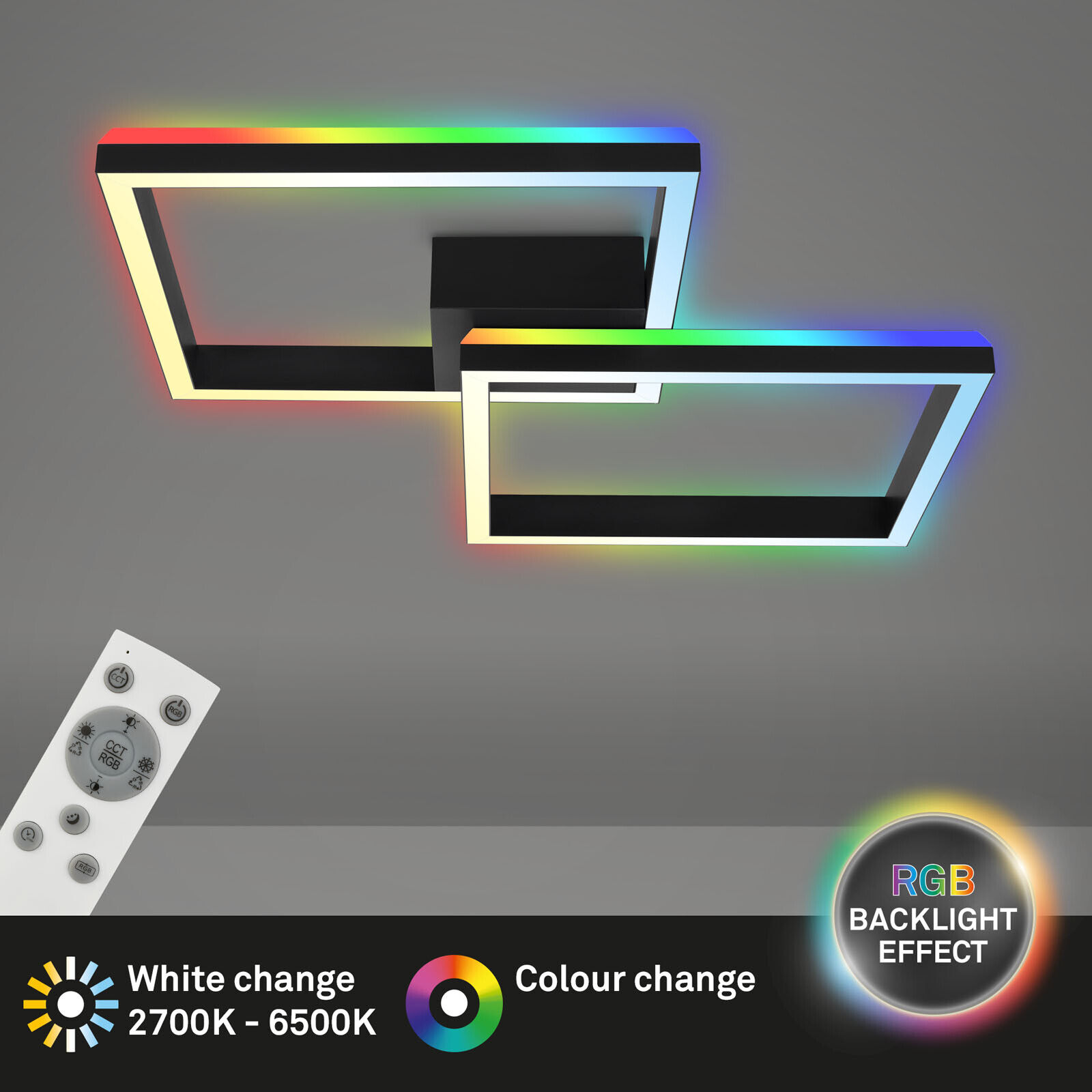CCT RGB Briloner Fernbedienung Backlight Schwarz | Deckenleuchte eBay Farbwechsel LED