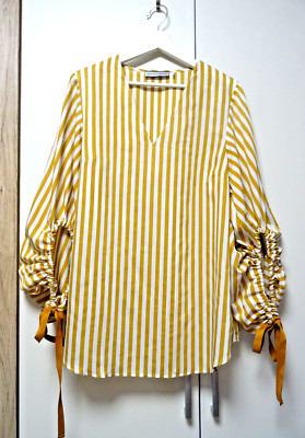 Gestreifte Bluse, Oberteil, Guido Maria Kretschmer, Gr.40 Senf / weiß