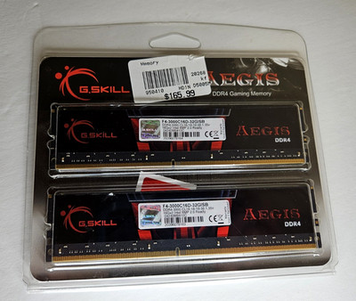 G.SKILL Aegis 32GB (2 x 16GB) DDR4-3000 CL16 RAM F4-3000C16D-32GISB XMP, Memory
